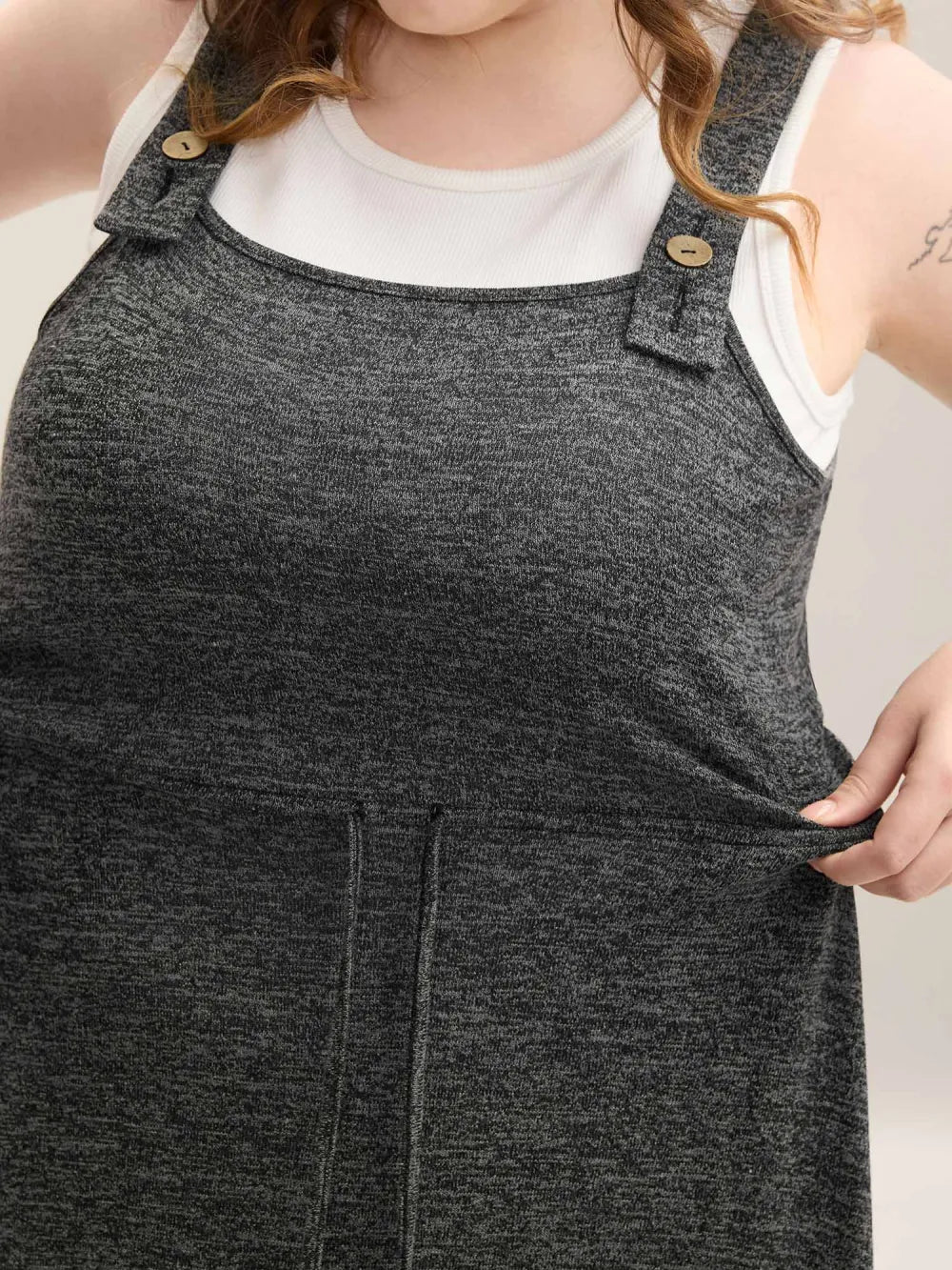 Super Stretchy Overall Straps Knit Midi Dress