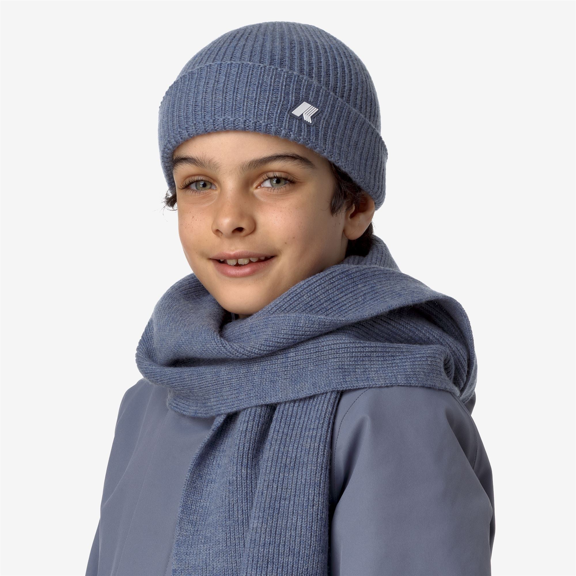 P. BRICE CARDIGAN STITCH - Headwear - Hat - Kid unisex - GREY BLUE AVIO MELANGE
