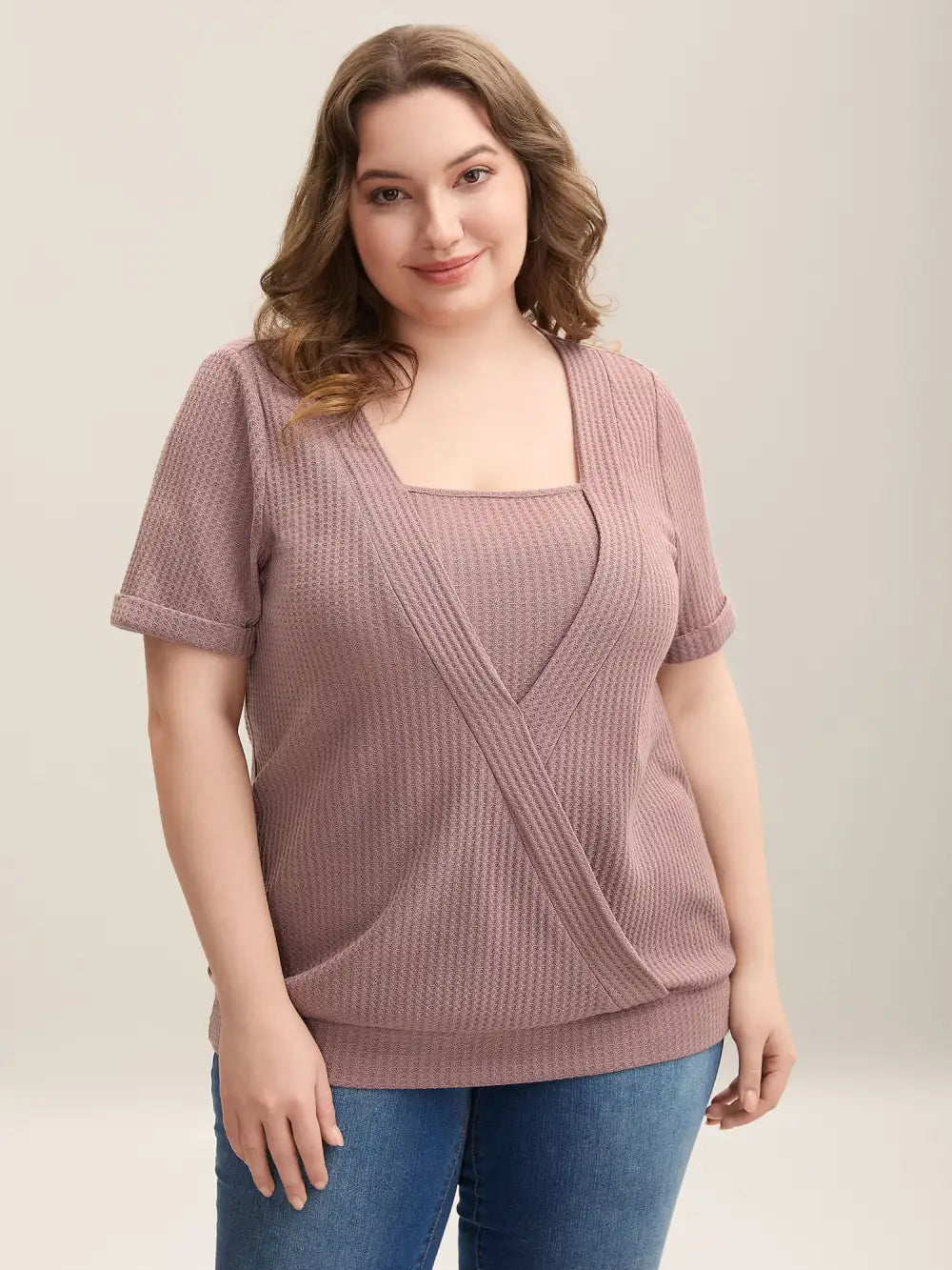 2-In-1 Wrap Textured Solid T-Shirt