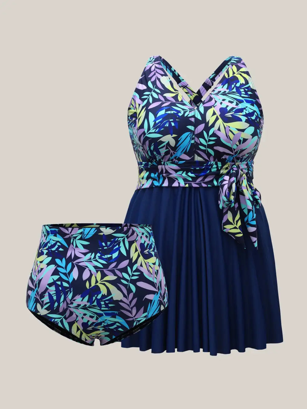 Tropical Flowers Lace Tied Swim Dress