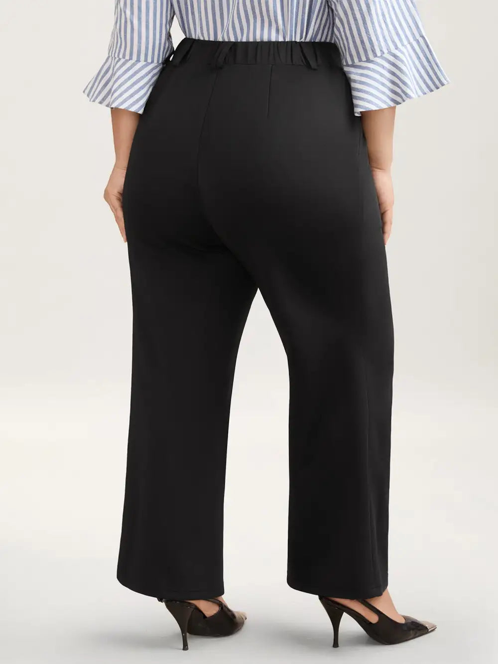 Stretchy Waist Zipper Pocket Flared Pants