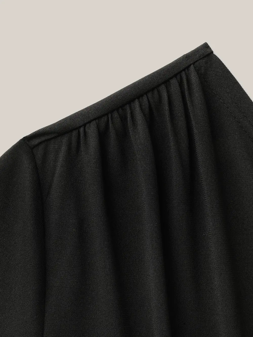 Asymmetrical Neckline Curved Hem Plain T-Shirt