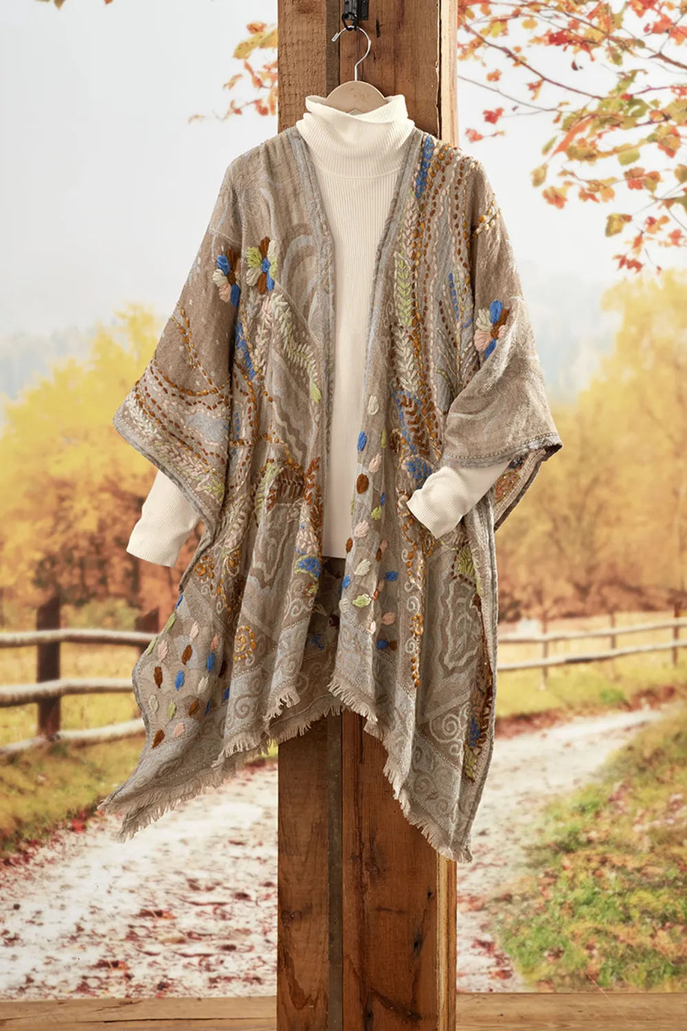 Autumn Sky Embroidered Topper