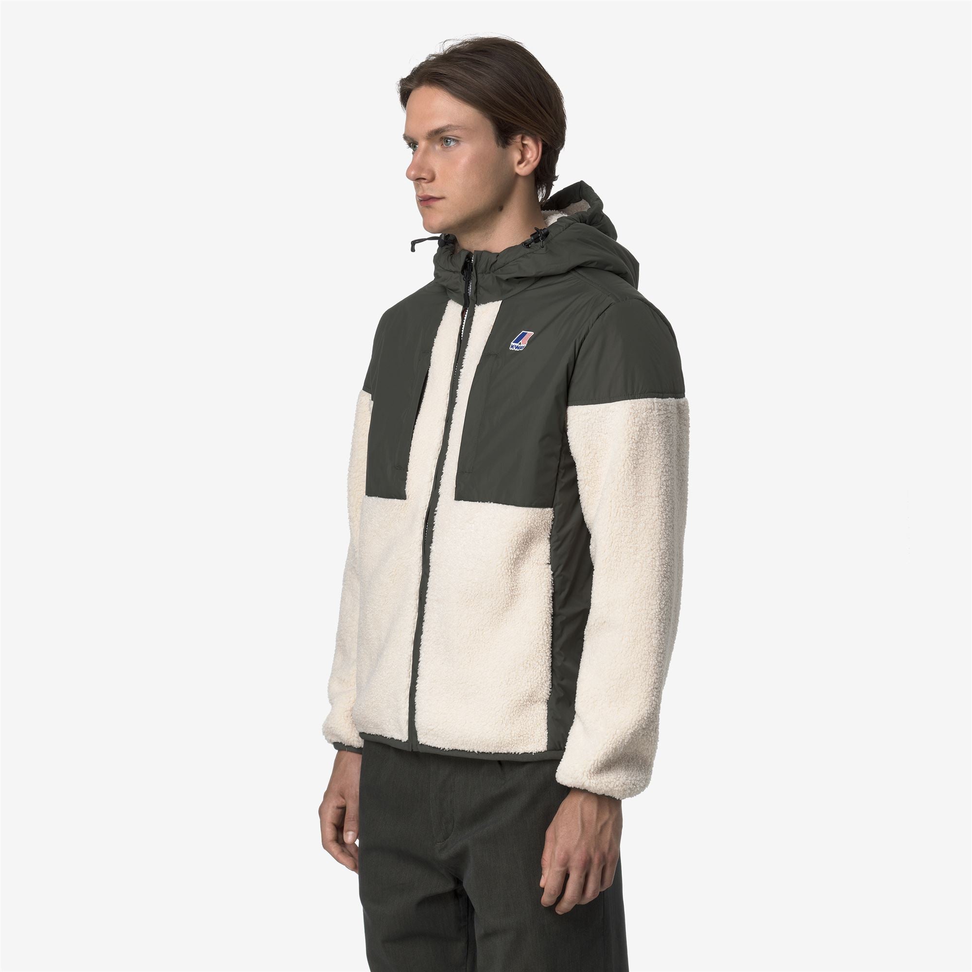 SAMSON 4.0 ORSETTO - Fleece - Hoodie Full Zip - Unisex - GREEN BLACKISH--ECRU