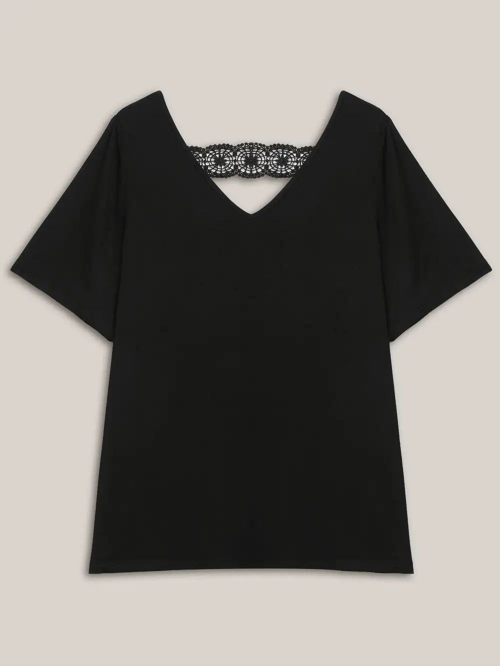 Back Lace Cut-Out V-Neck T-Shirt