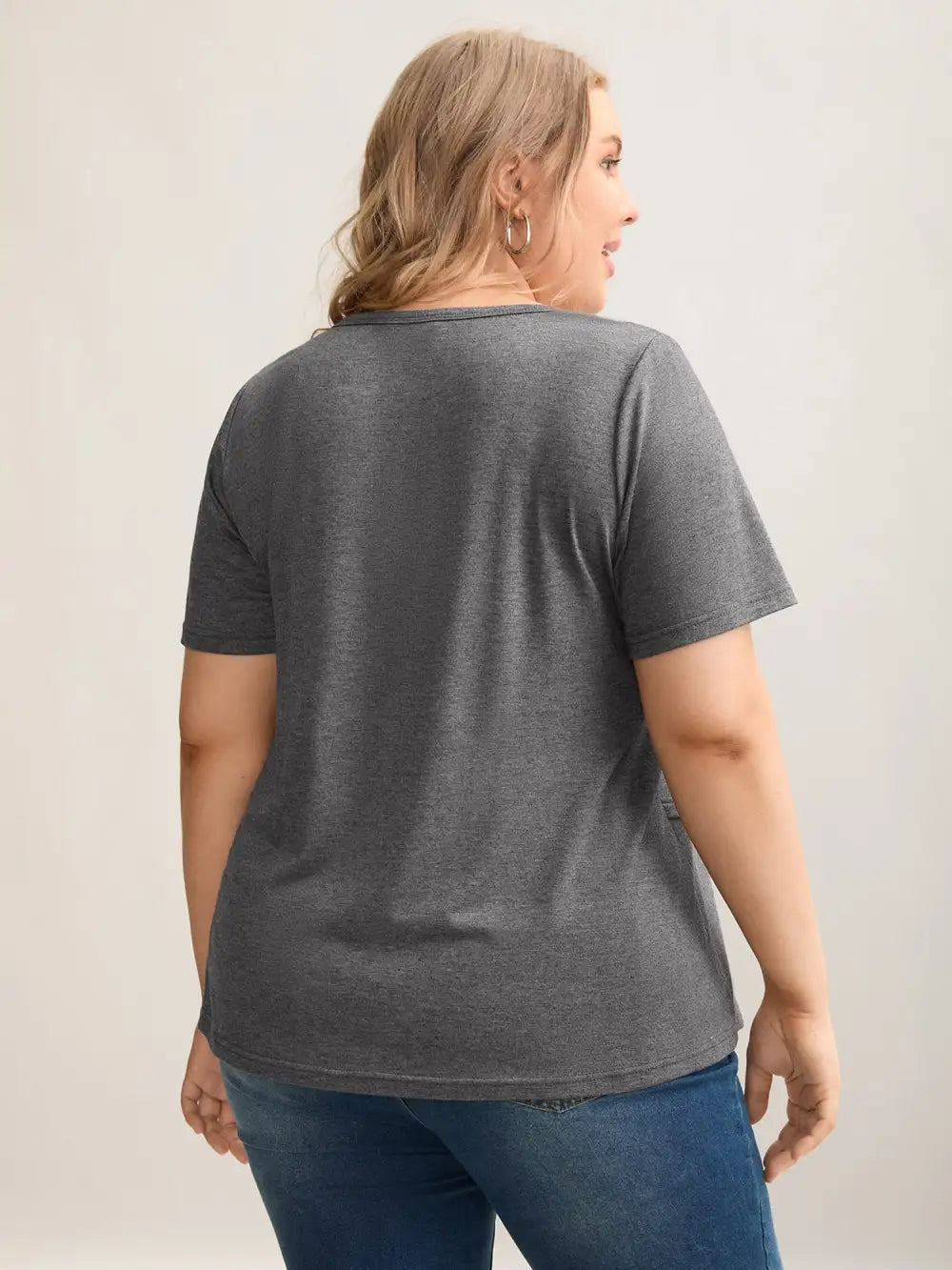 Asymmetrical Hem Buttons Plain Knit Top