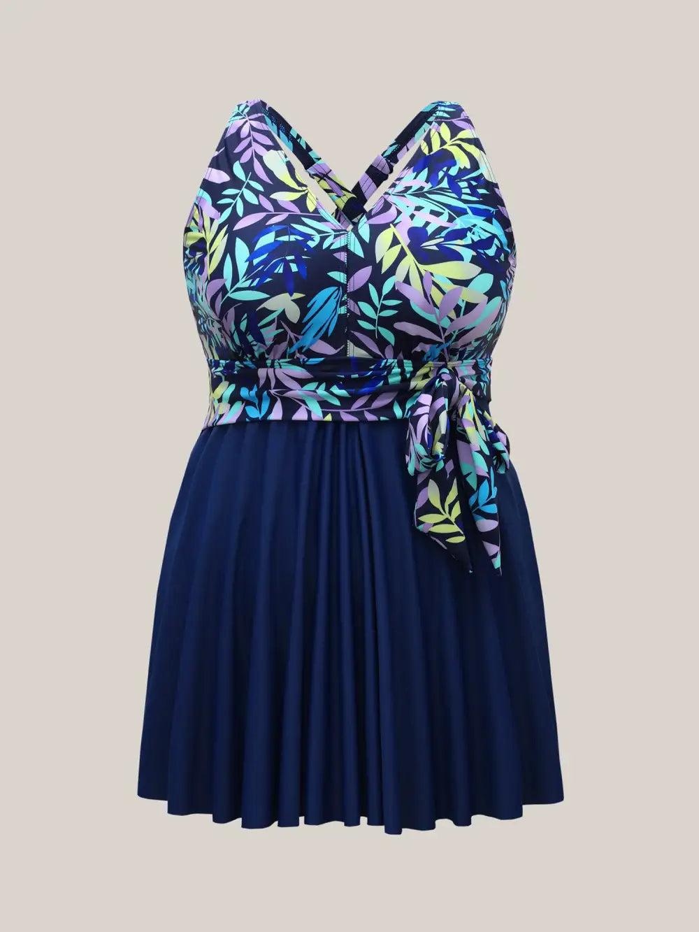 Tropical Flowers Lace Tied Swim Dress