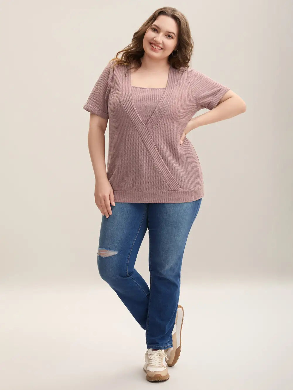 2-In-1 Wrap Textured Solid T-Shirt
