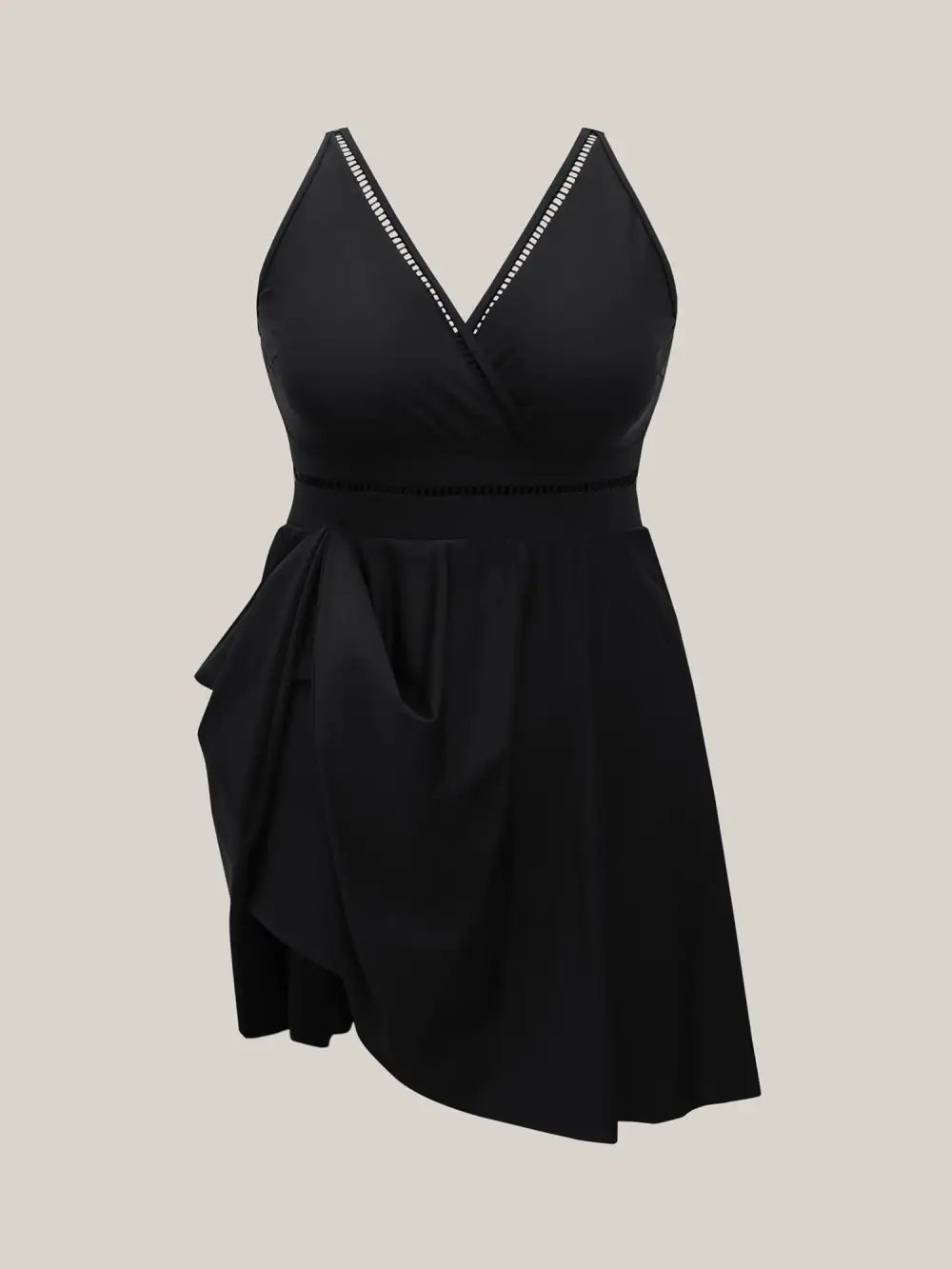 Cut-Out Surplice Neck Webbed Swim Dress