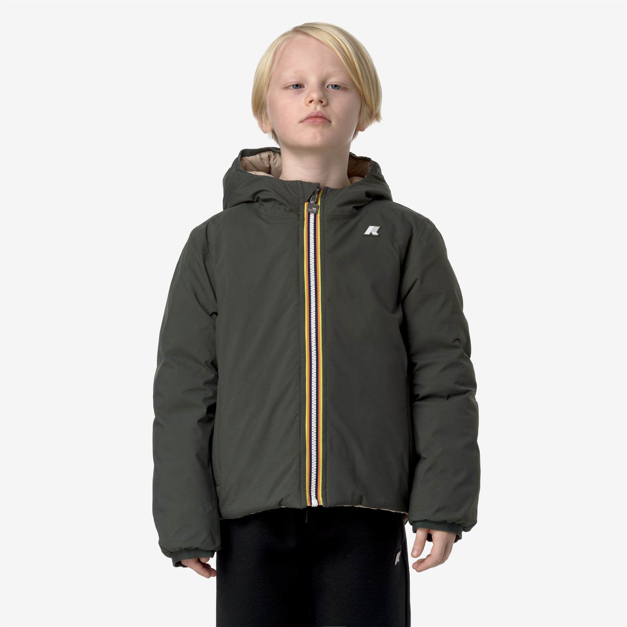 P. JACK ST THERMO REVERSIBLE - Jackets - Short - Boy - GREEN B-BEIGE G