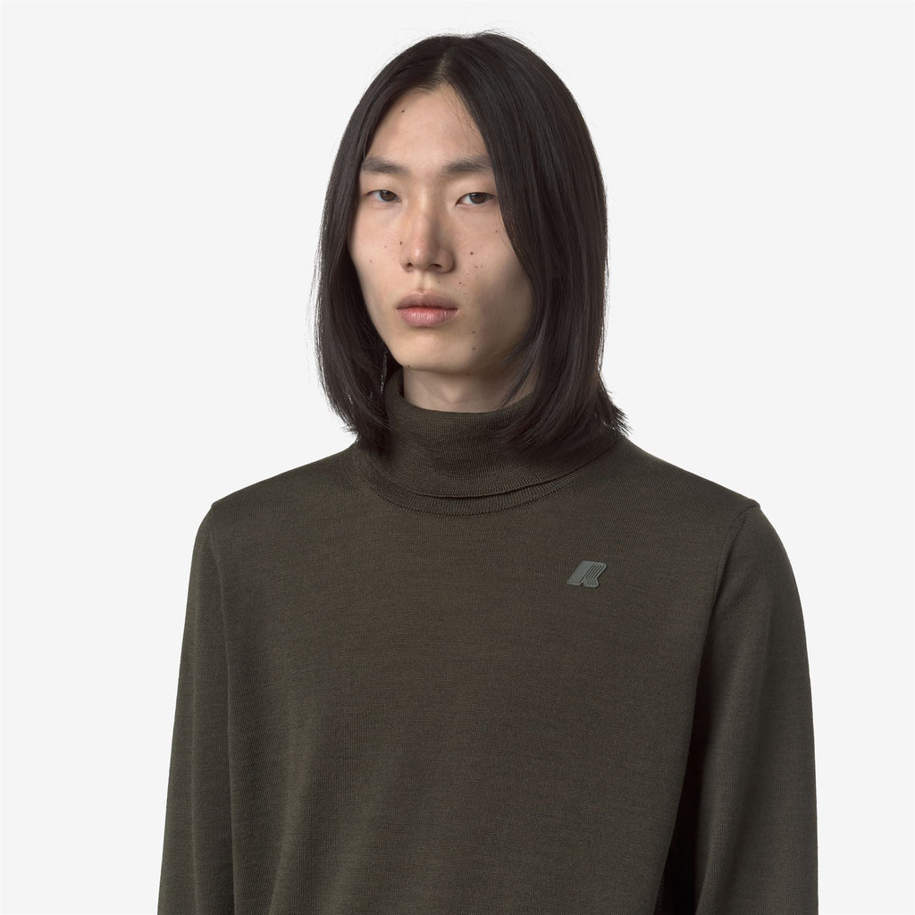 HENRY MERINO - KNITWEAR - Pull Over - Man - GREEN BLACKISH