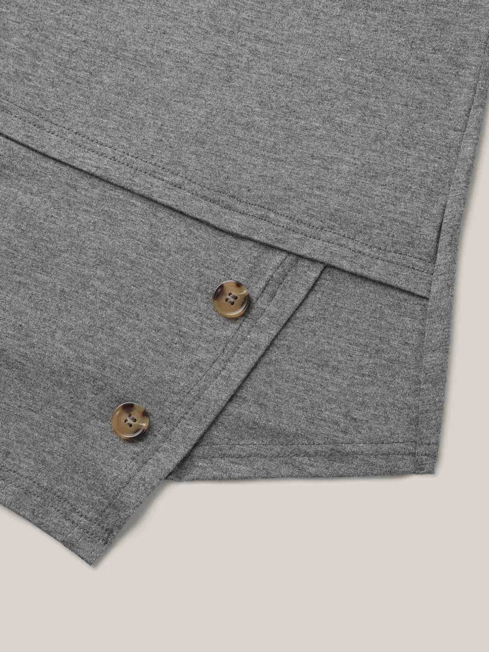 Asymmetrical Hem Buttons Plain Knit Top