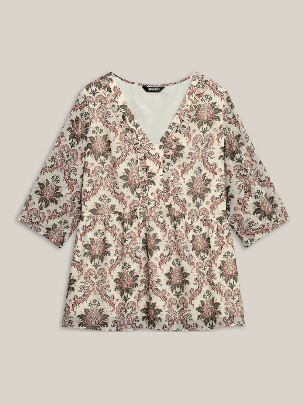 Ornate Print Stretchy Waist Lined Shirt