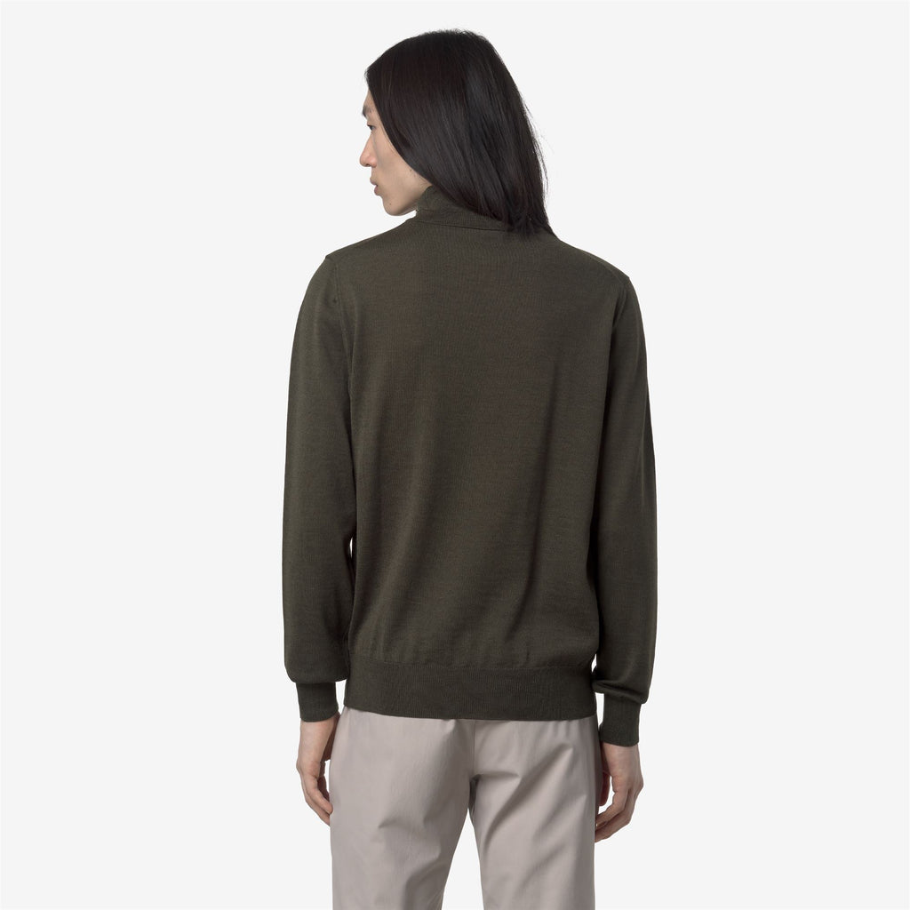 HENRY MERINO - KNITWEAR - Pull Over - Man - GREEN BLACKISH