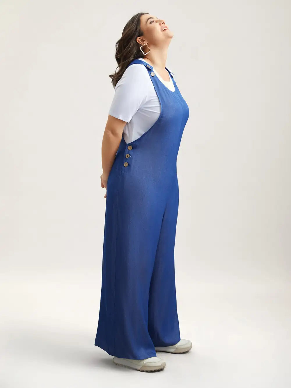 Adjustable Straps Fake-Denim Jumpsuit