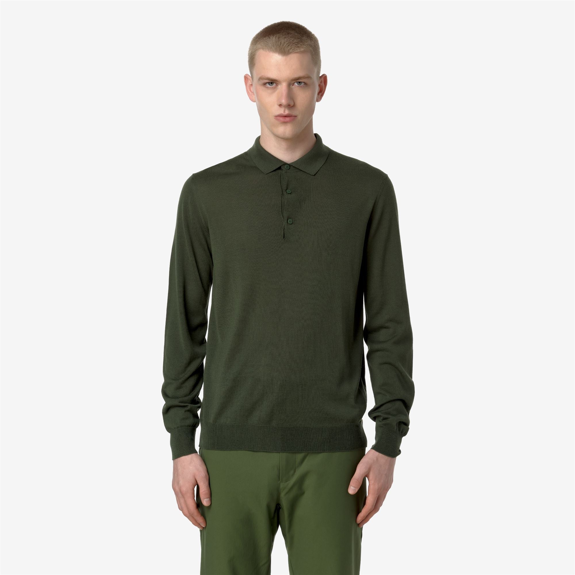 REY WOOL MERINO BLEND - KNITWEAR - Pull Over - Man - GREEN BLACK FOREST
