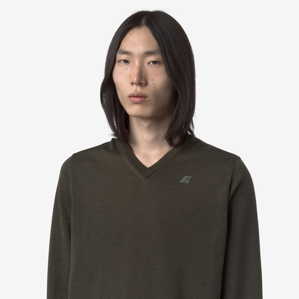 ANTOINE MERINO - KNITWEAR - Pull Over - Man - GREEN BLACKISH