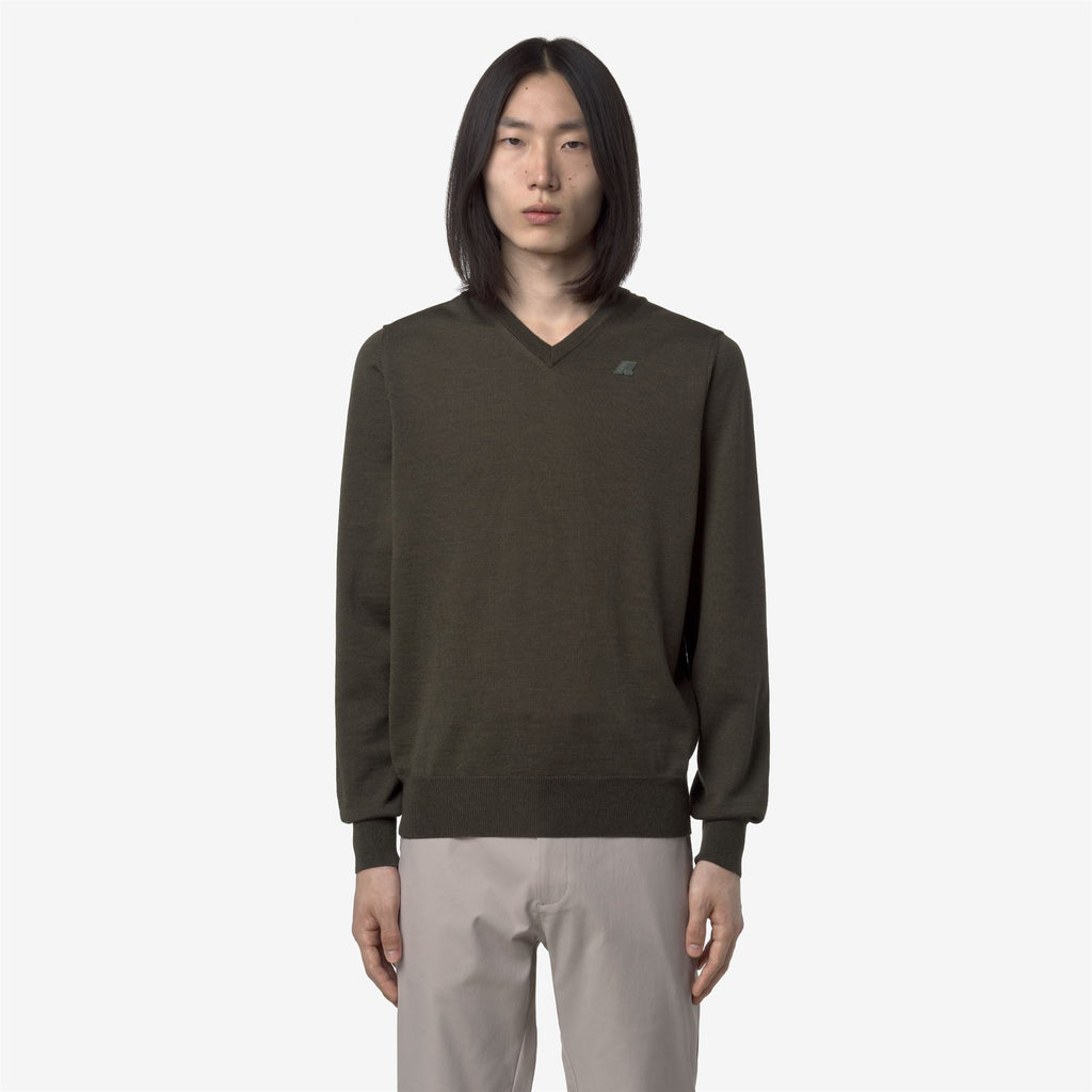 ANTOINE MERINO - KNITWEAR - Pull Over - Man - GREEN BLACKISH