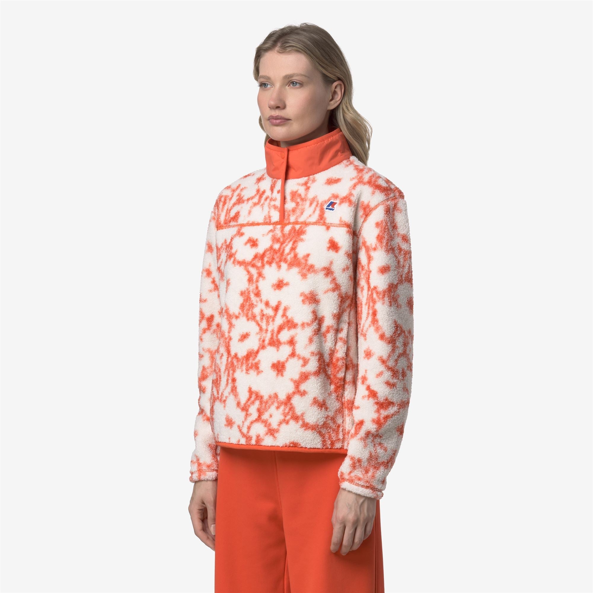 BENEDICTE ORSETTO PRINT - Fleece - Pull Over - Woman - ECRU-ORANGE FIESTA FLOWERS