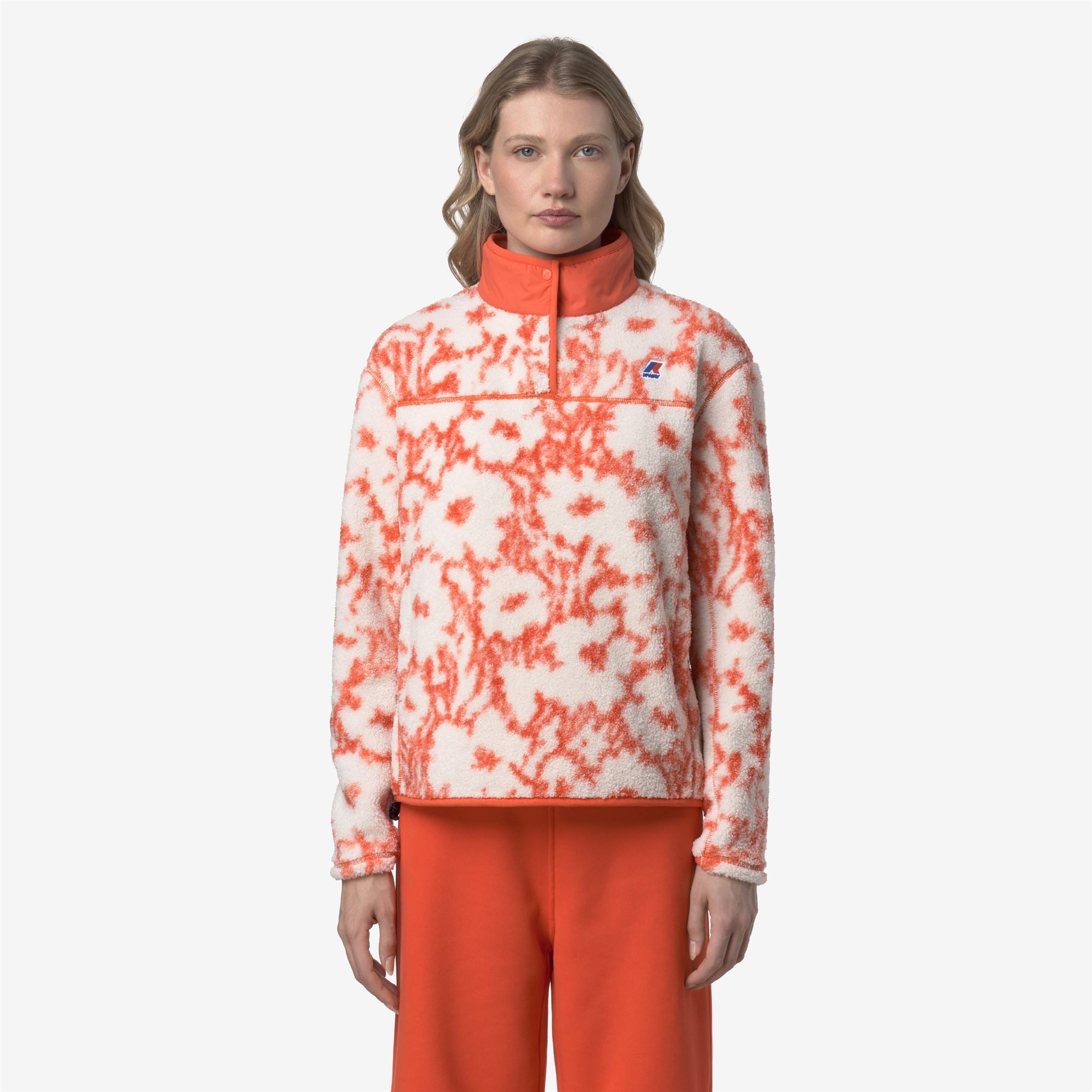 BENEDICTE ORSETTO PRINT - Fleece - Pull Over - Woman - ECRU-ORANGE FIESTA FLOWERS