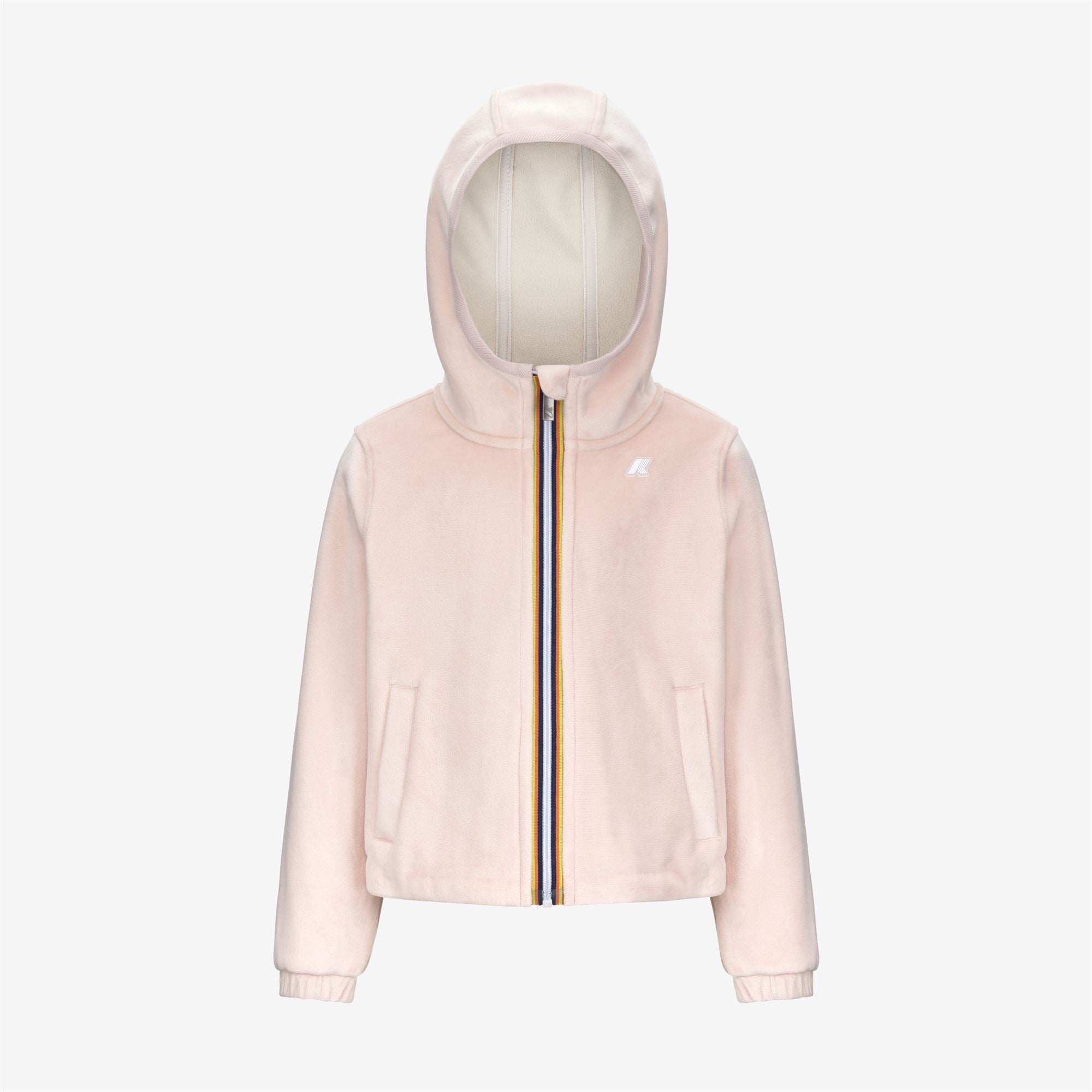 P. VIVIEL VELOUR POLAR - Fleece - Hoodie Full Zip - Girl - ROSE HUSHED-WHITE GARDENIA