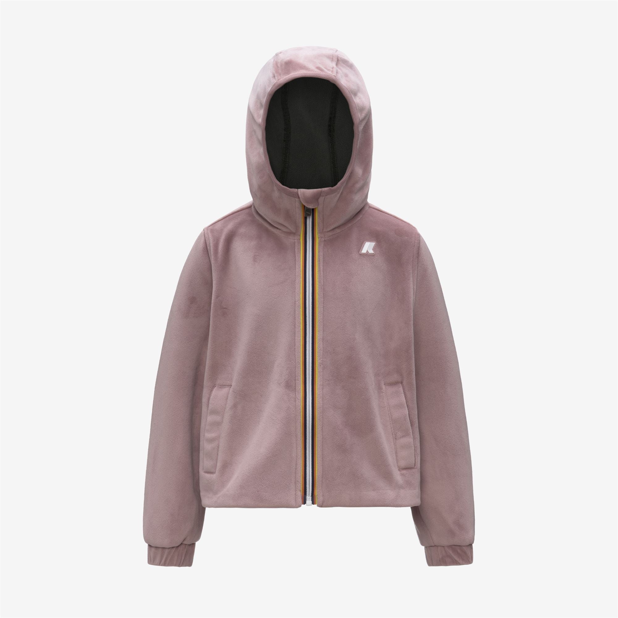 P. VIVIEL VELOUR POLAR - Fleece - Hoodie Full Zip - Girl - ROSE PINKISH-GREEN BLACKISH