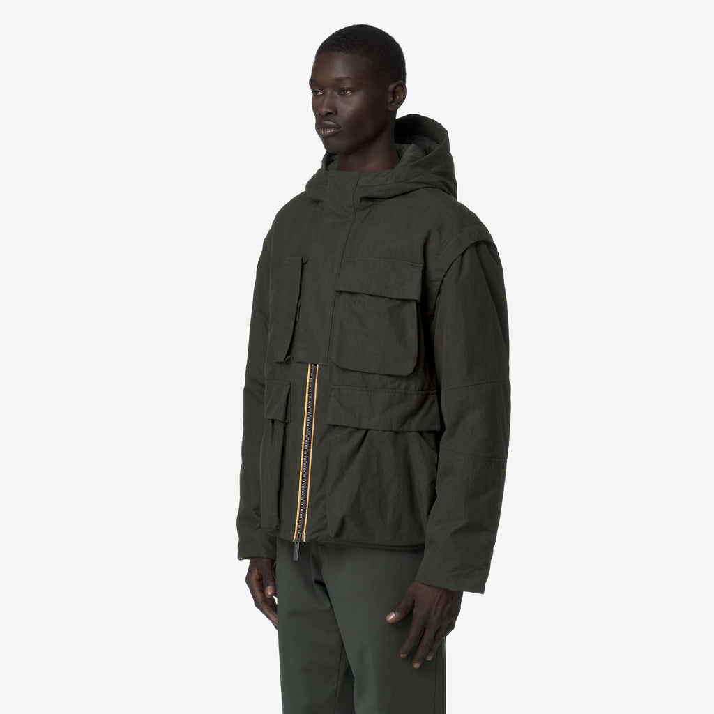 GUILLERMO COTTON FEEL - Jackets - Short - Man - GREEN BLACKISH COMBO