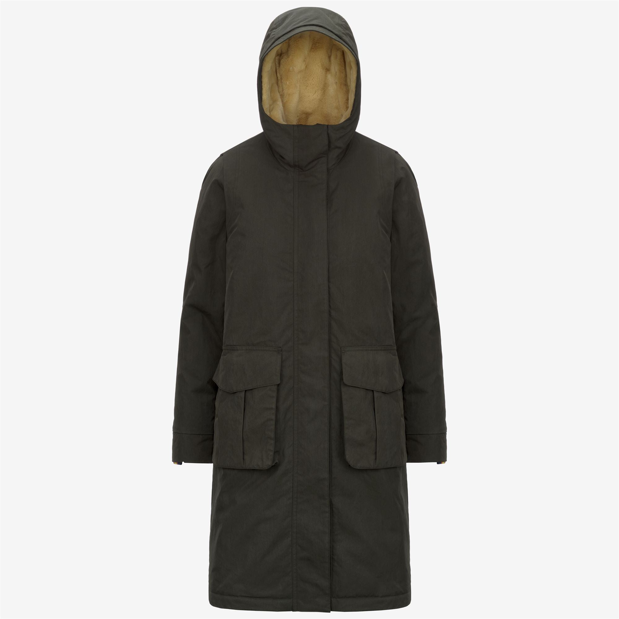 BRUNIL COTTON FEEL - Jackets - Long - Woman - GREEN BLACKISH-GREEN BLACKISH FUR