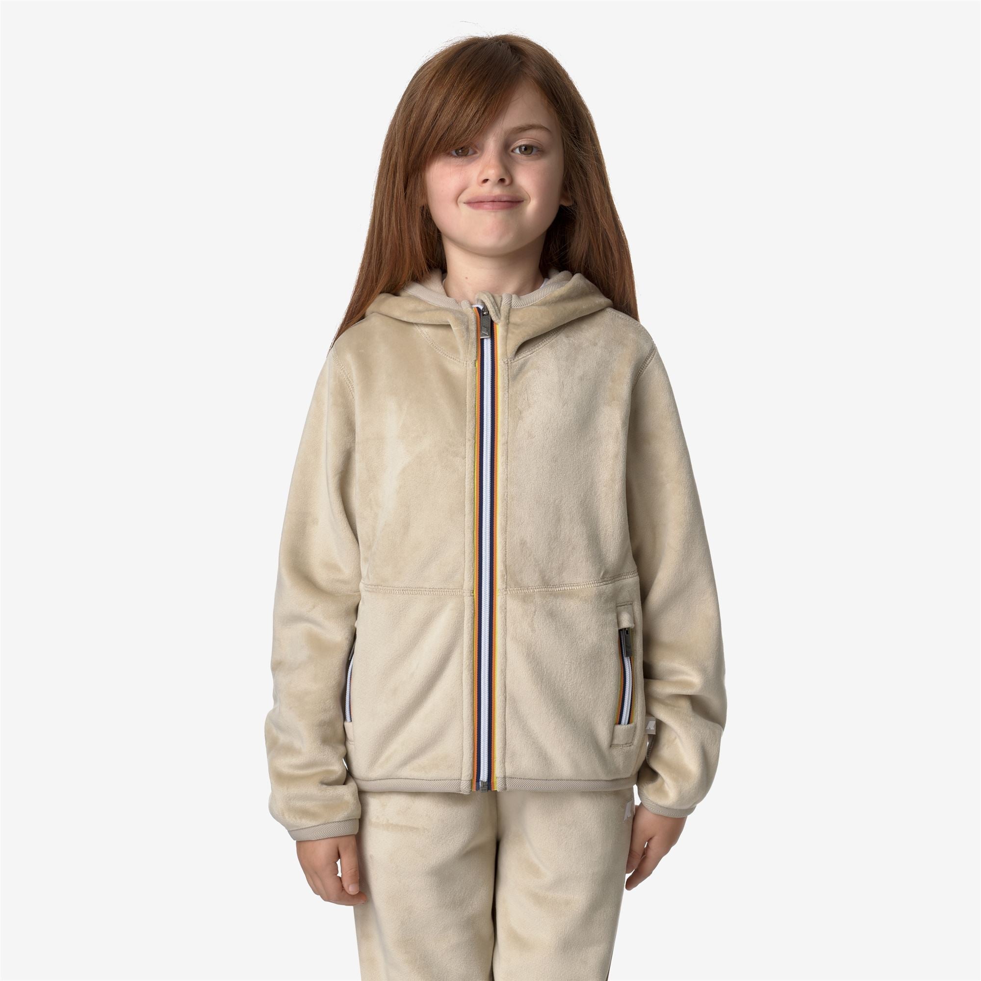 P. LILY VELOUR POLAR REVERSIBLE - Fleece - Jacket - Girl - BEIGE GREY-BEIGE GREY
