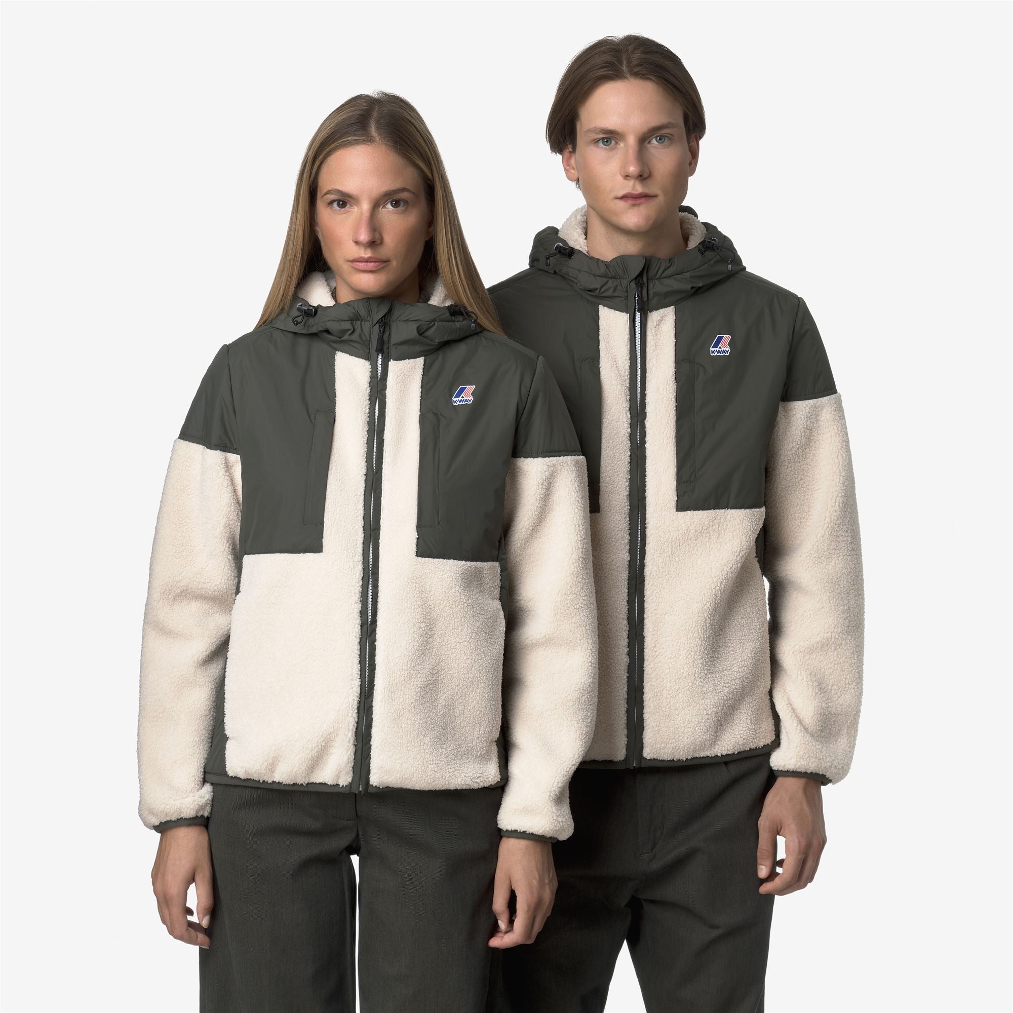 SAMSON 4.0 ORSETTO - Fleece - Hoodie Full Zip - Unisex - GREEN BLACKISH--ECRU