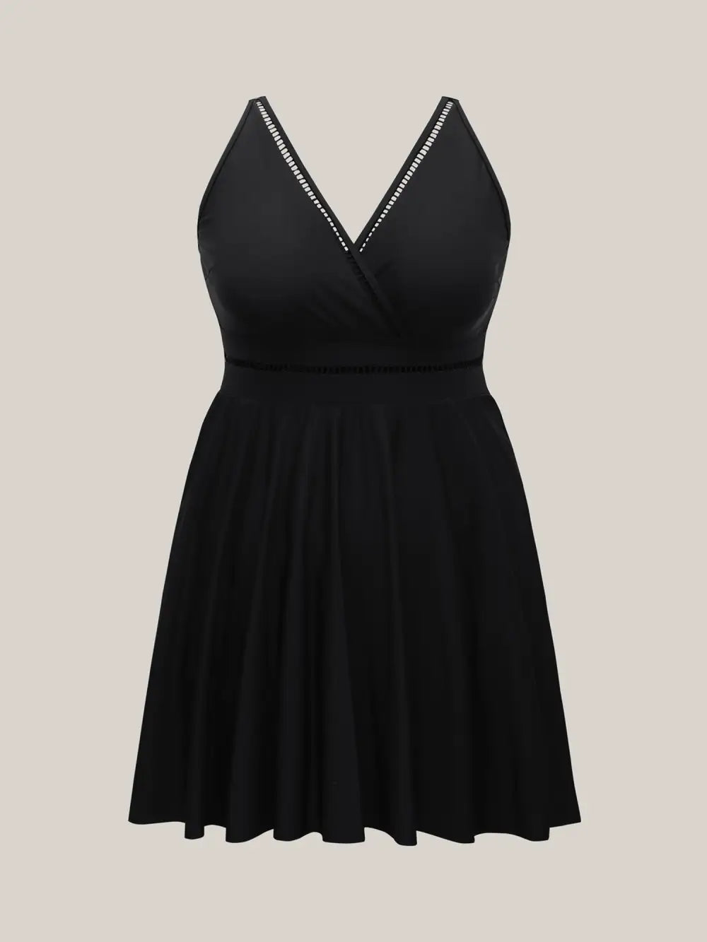 Cut-Out Surplice Neck Webbed Swim Dress