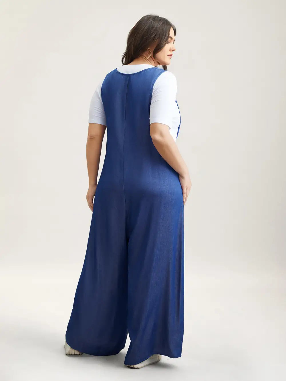 Adjustable Straps Fake-Denim Jumpsuit