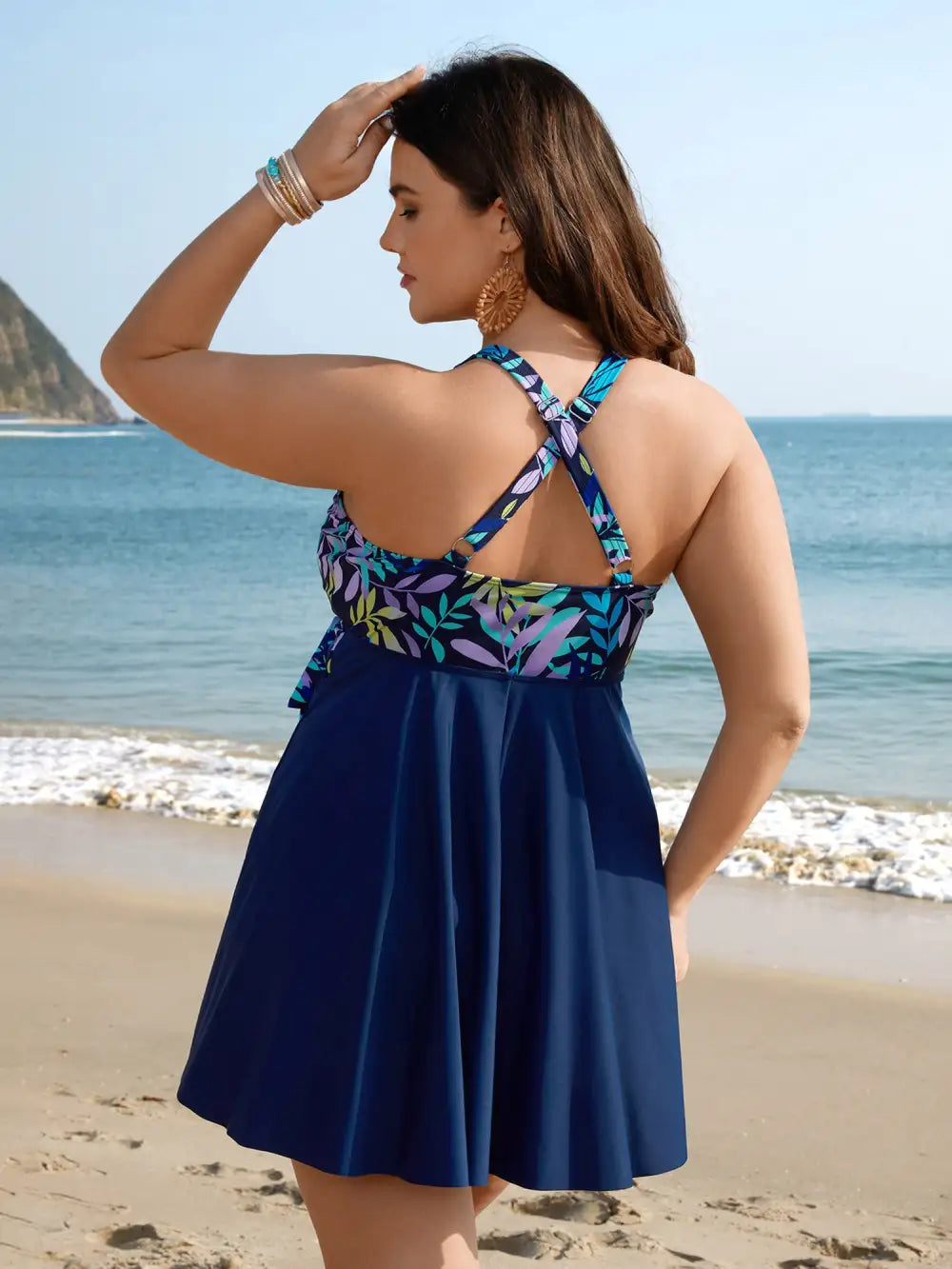Tropical Flowers Lace Tied Swim Dress