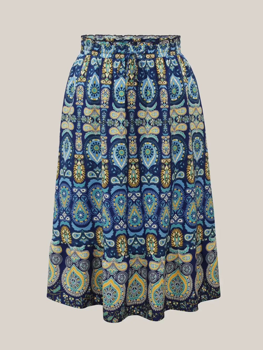 Bohemian Floral Print Pleated Maxi Skirt