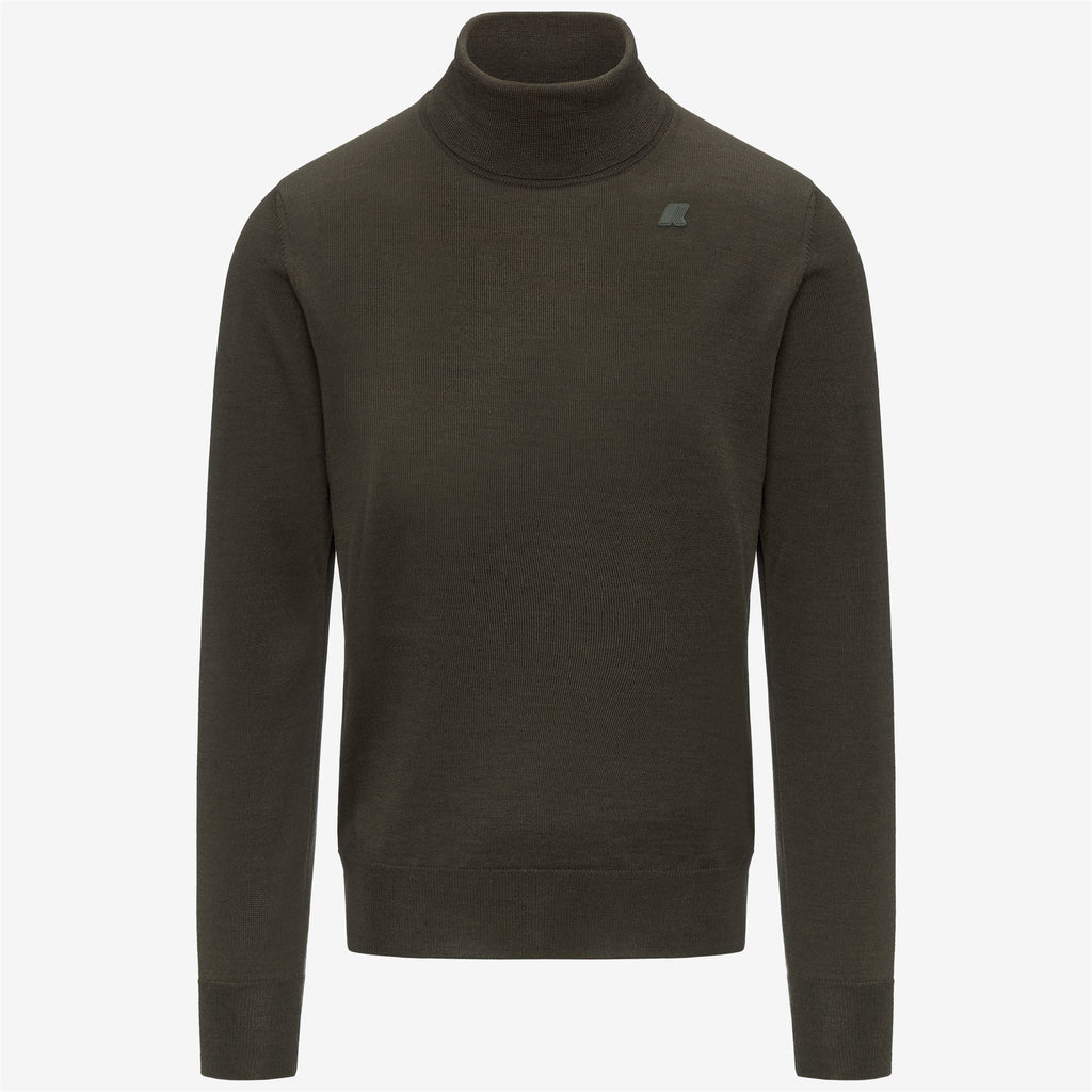 HENRY MERINO - KNITWEAR - Pull Over - Man - GREEN BLACKISH