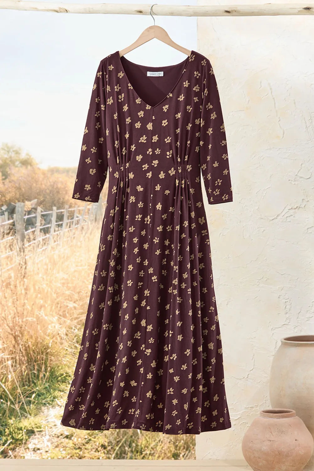 Abstract Petals 3/4 Sleeve Knit Dress