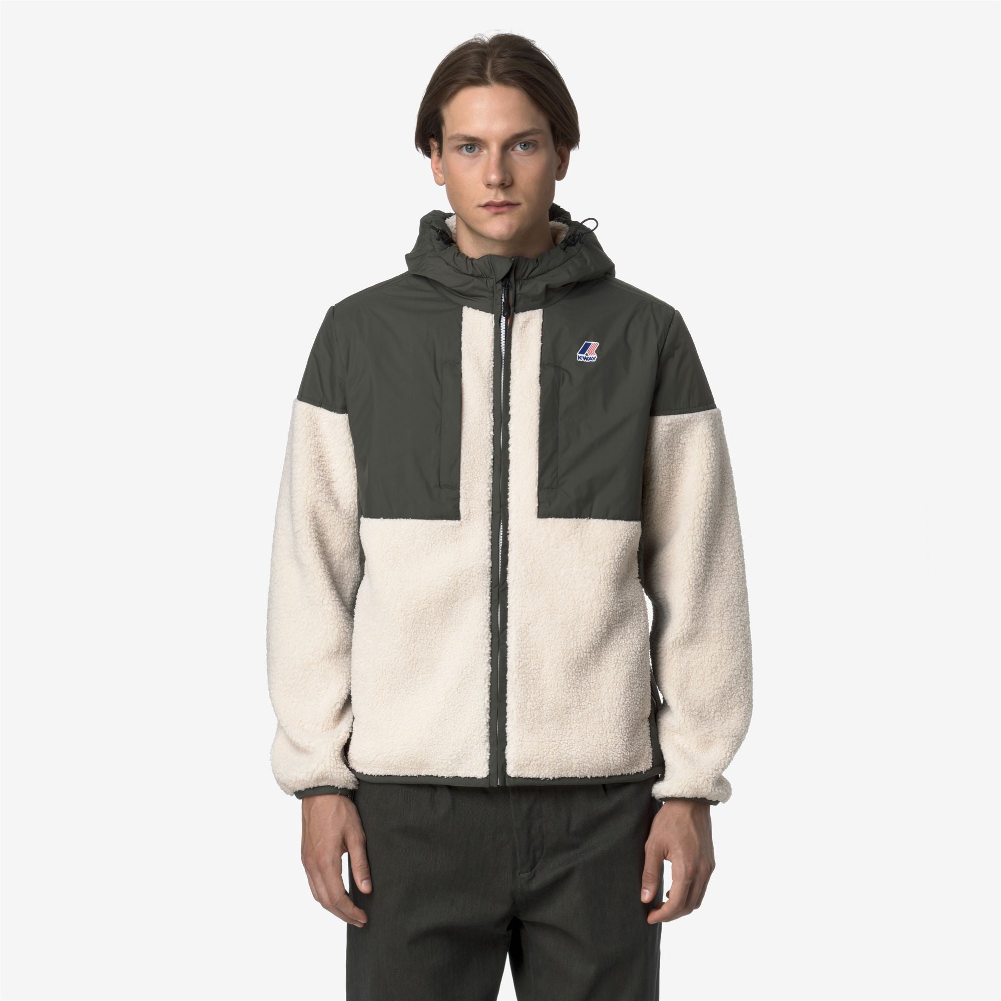 SAMSON 4.0 ORSETTO - Fleece - Hoodie Full Zip - Unisex - GREEN BLACKISH--ECRU