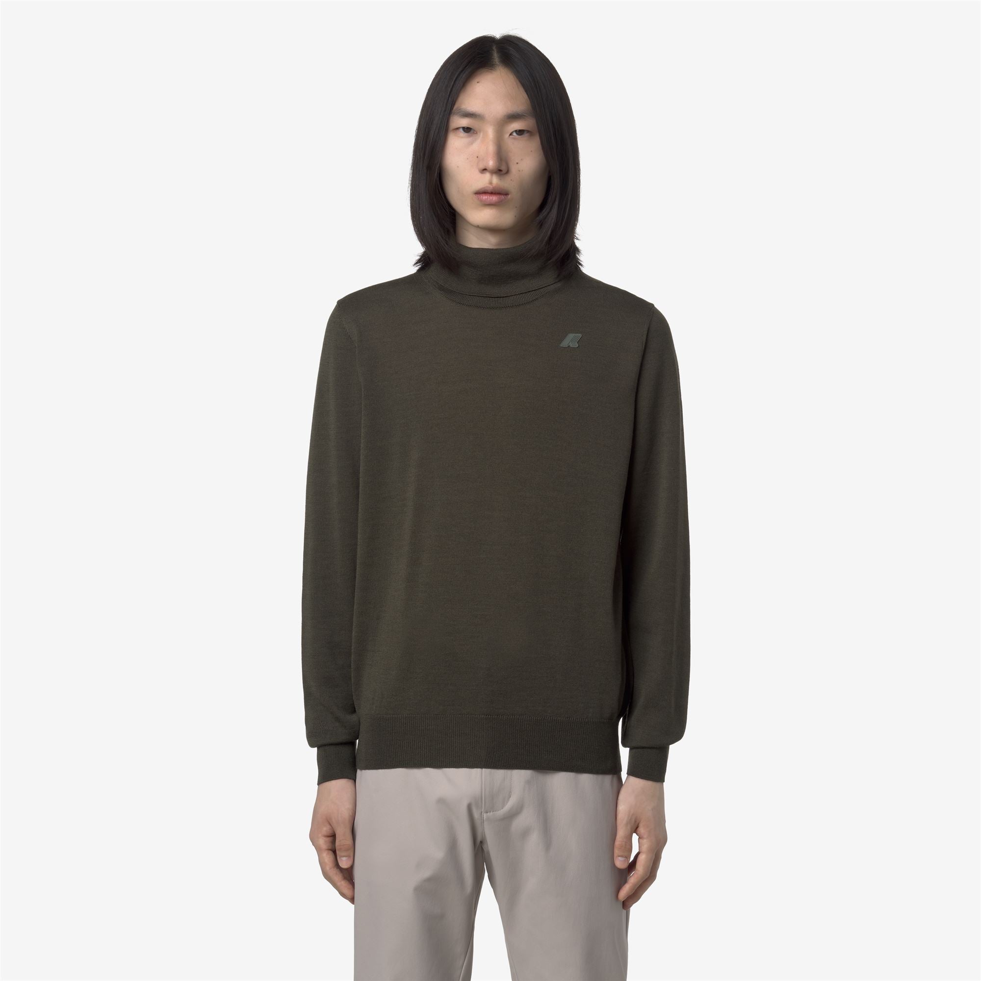 HENRY MERINO - KNITWEAR - Pull Over - Man - GREEN BLACKISH