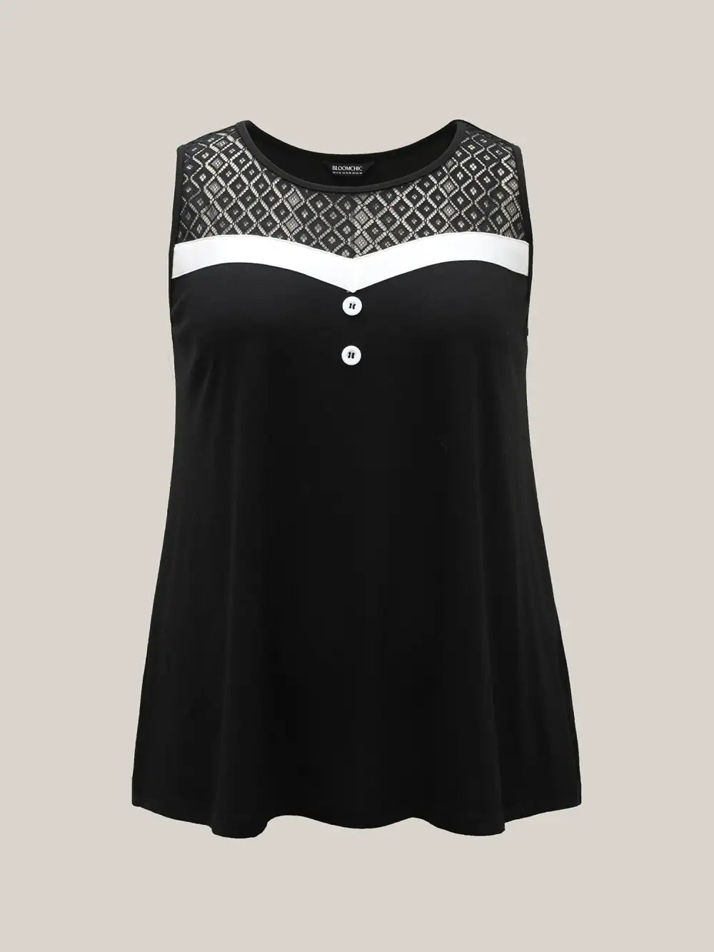 Sheer Lace Color Contrast Button Vest