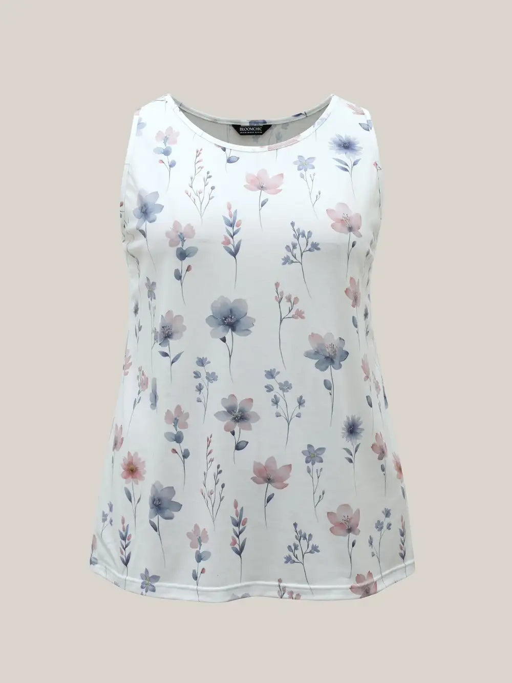 Stretchy Floral Print Fitted Vest