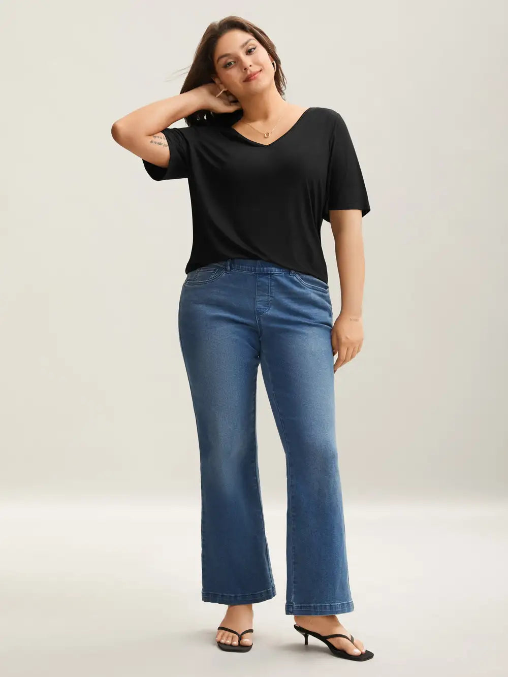 Back Lace Cut-Out V-Neck T-Shirt