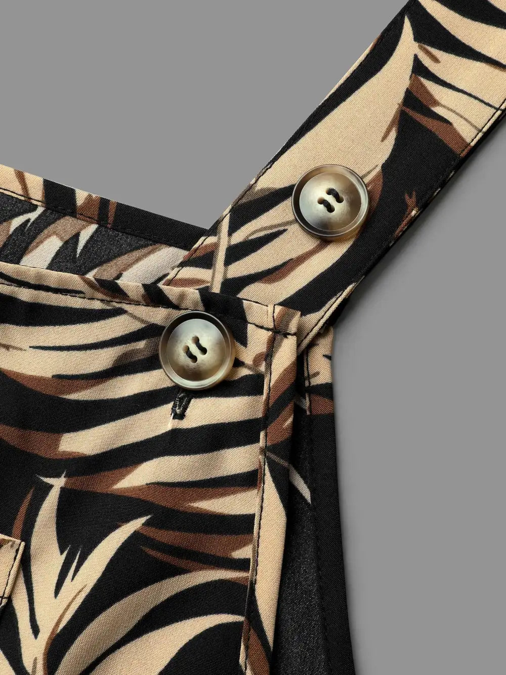 Tropical Leaf Print Overall Straps Jumpsuit